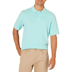 Amazon Essentials Men's Regular-Fit Cotton Pique Polo Shirt, Aqua