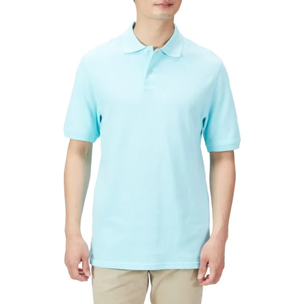 Amazon Essentials Men's Regular-Fit Cotton Pique Polo Shirt, Aqua Blue