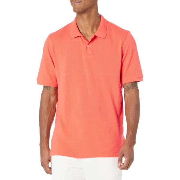 Amazon Essentials Men's Regular-Fit Cotton Pique Polo Shirt, Coral