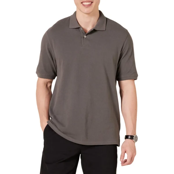 Amazon Essentials Men's Regular-Fit Cotton Pique Polo Shirt, Grey