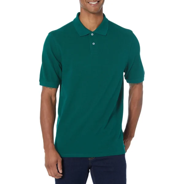 Amazon Essentials Men's Regular-Fit Cotton Pique Polo Shirt, Hunter Green