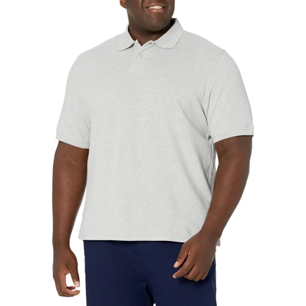 Amazon Essentials Men's Regular-Fit Cotton Pique Polo Shirt, Light Grey Heather