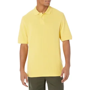 Amazon Essentials Men's Regular-Fit Cotton Pique Polo Shirt, Yellow