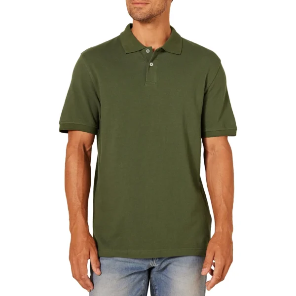 Amazon Essentials Men's Slim-Fit Cotton Pique Polo Shirt, Olive