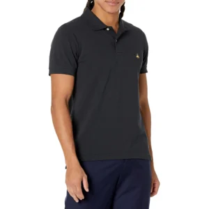 Brooks Brothers Men's Short Sleeve Cotton Pique Stretch Logo Polo Shirt, Black