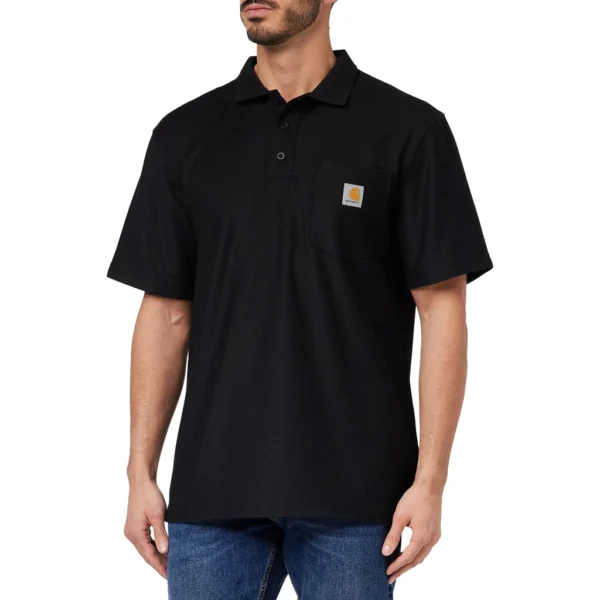 Carhartt Men's Loose Fit Midweight Short-Sleeve Pocket Polo K570, Black