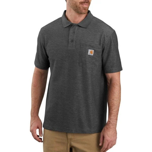 Carhartt Men's Loose Fit Midweight Short-Sleeve Pocket Polo K570, Carbon Heather