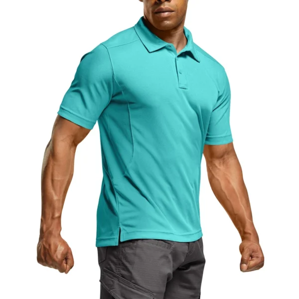 CQR Men's Pique Polo Shirt, Frost Essential Aqua Blue