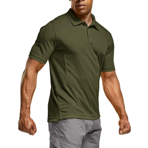 CQR Men's Pique Polo Shirt, Frost Essential Army Green