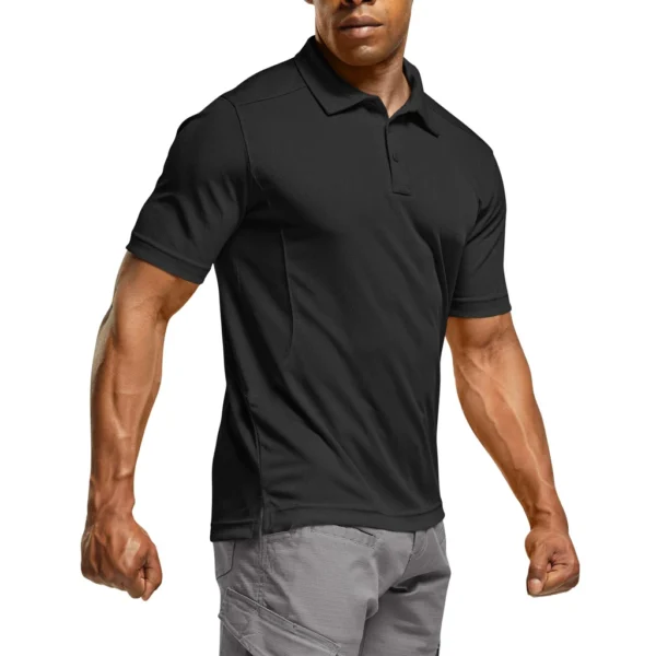 CQR Men's Pique Polo Shirt, Frost Essential Black