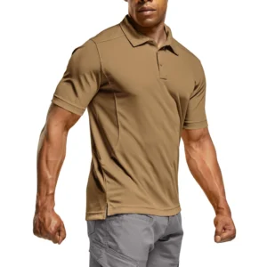 CQR Men's Pique Polo Shirt, Frost Essential Coyote