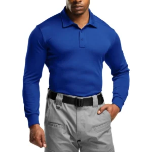 CQR Men's Pique Polo Shirt, Frost Essential Long Cobalt Blue