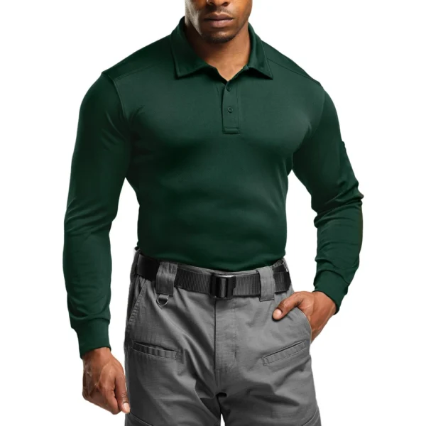 CQR Men's Pique Polo Shirt, Frost Essential Long Dark Green