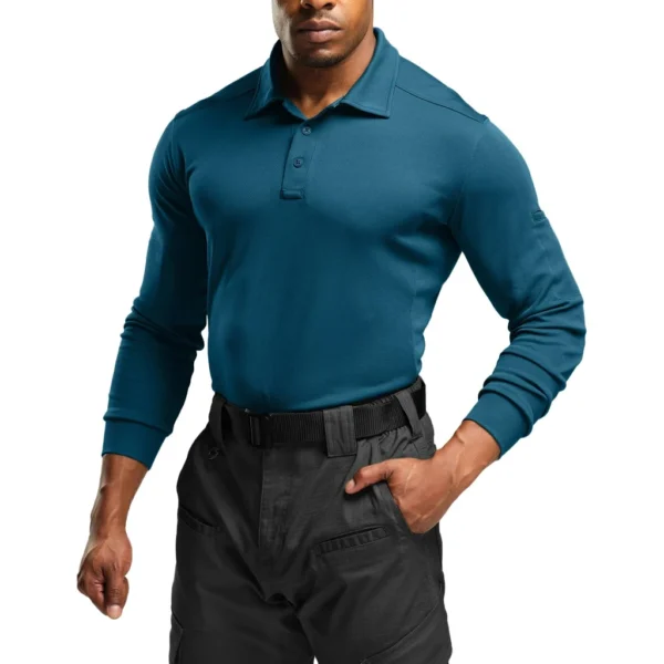 CQR Men's Pique Polo Shirt, Frost Essential Long Dark Teal