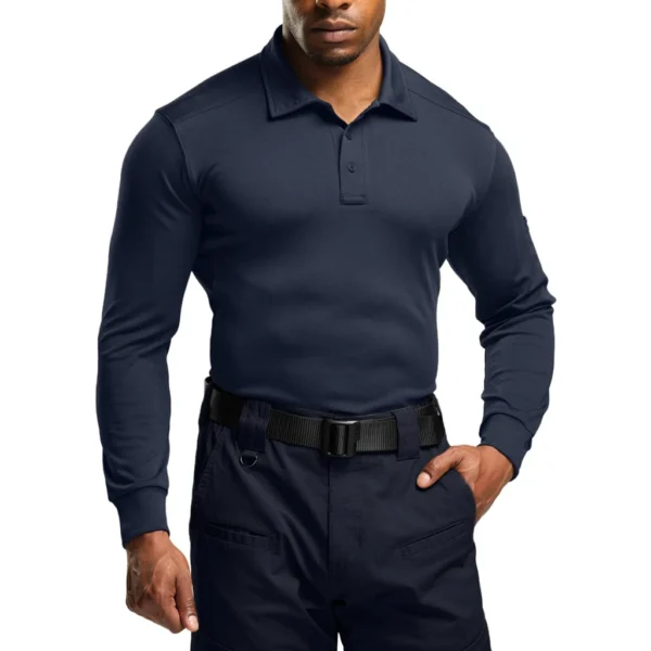 CQR Men's Pique Polo Shirt, Frost Essential Long Police Navy