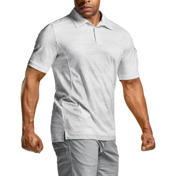 CQR Men's Pique Polo Shirt, Frost Essential Scale White