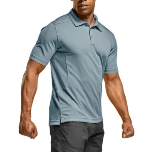 CQR Men's Pique Polo Shirt, Frost Essential Stone Blue