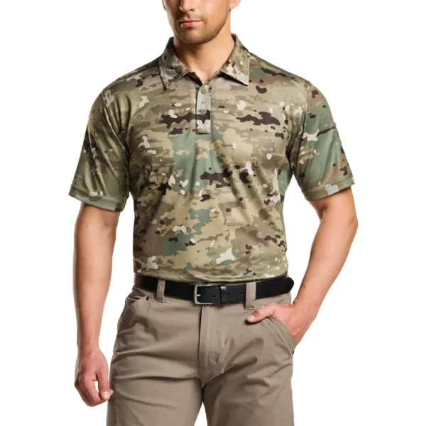 CQR Men's Pique Polo Shirt, Frost Essential Utility Camo