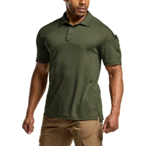 CQR Men's Pique Polo Shirt, Frost Pro Army Green