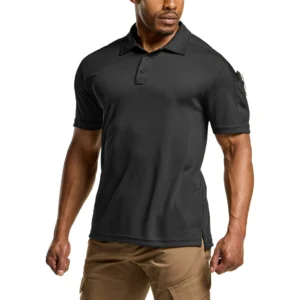 CQR Men's Pique Polo Shirt, Frost Pro Black