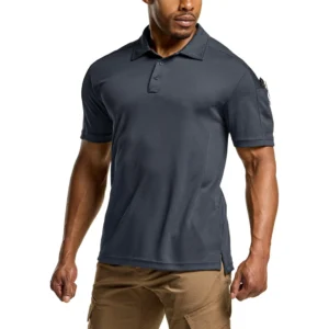 CQR Men's Pique Polo Shirt, Frost Pro Charcoal