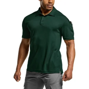 CQR Men's Pique Polo Shirt, Frost Pro Dark Green