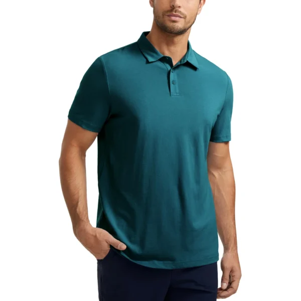 CRZ YOGA Men's Short Sleeve Pique Polo Shirt, Green Jade