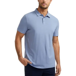 CRZ YOGA Men's Short Sleeve Pique Polo Shirt, Slate Blue