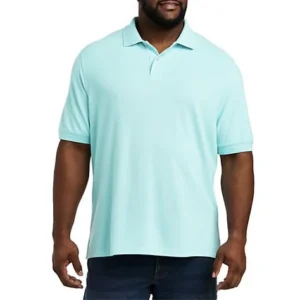 DXL Big + Tall Essentials Men's Piqué Mesh Short-Sleeve Polo Shirt, Aqua