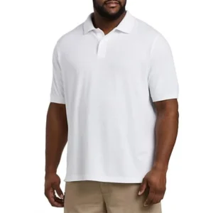 DXL Big + Tall Essentials Men's Piqué Mesh Short-Sleeve Polo Shirt, Bright White