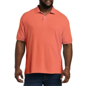 DXL Big + Tall Essentials Men's Piqué Mesh Short-Sleeve Polo Shirt, Coral