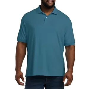 DXL Big + Tall Essentials Men's Piqué Mesh Short-Sleeve Polo Shirt, Teal