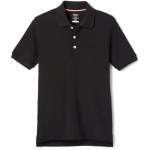 French Toast Men's Short Sleeve Pique Polo T-Shirt, Black