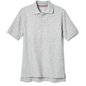 French Toast Men's Short Sleeve Pique Polo T-Shirt, Grey