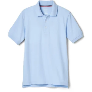 French Toast Men's Short Sleeve Pique Polo T-Shirt, Light Blue