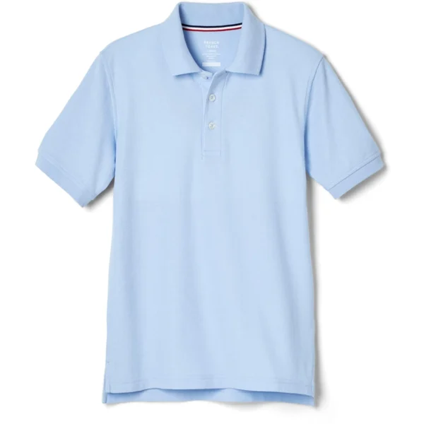 French Toast Men's Short Sleeve Pique Polo T-Shirt, Light Blue