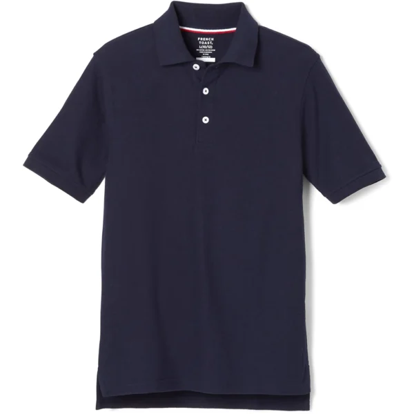 French Toast Men's Short Sleeve Pique Polo T-Shirt, Navy