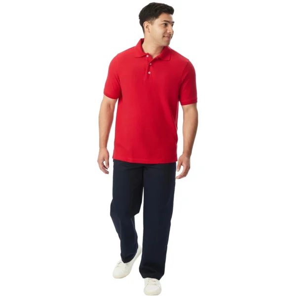 French Toast Men's Short Sleeve Pique Polo T-Shirt, Red