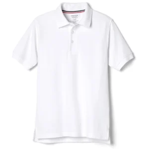 French Toast Men's Short Sleeve Pique Polo T-Shirt, White