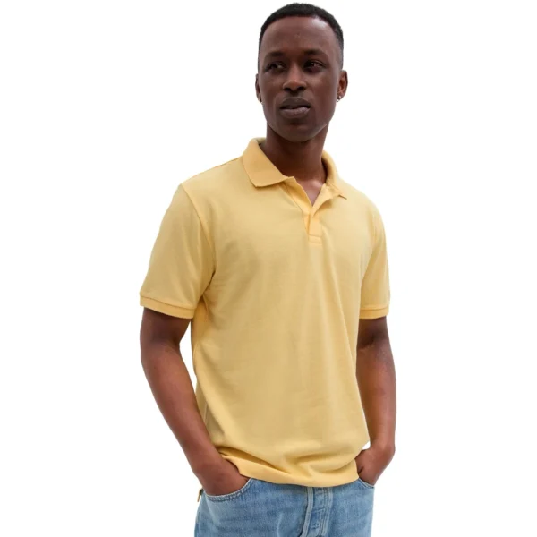 GAP Men's Stretch Pique Polo Shirt, Havana Yellow