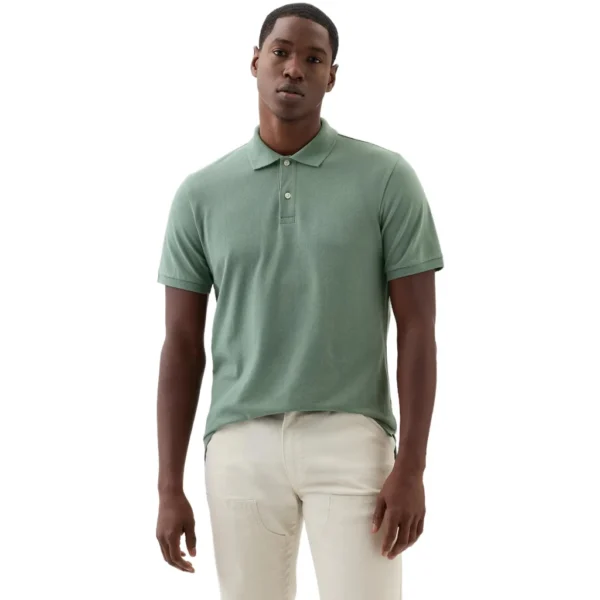 GAP Men's Stretch Pique Polo Shirt, Laurel Wreath Grn