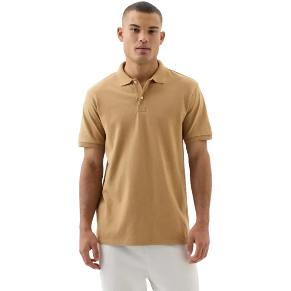 GAP Men's Stretch Pique Polo Shirt, Perfect Khaki