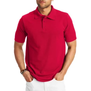 Hanes Men’s X-Temp Short Sleeve Polo Shirt, Deep Red