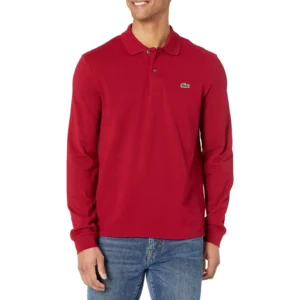 Lacoste Men's Classic Long Sleeve Pique Polo Shirt, Bordeaux