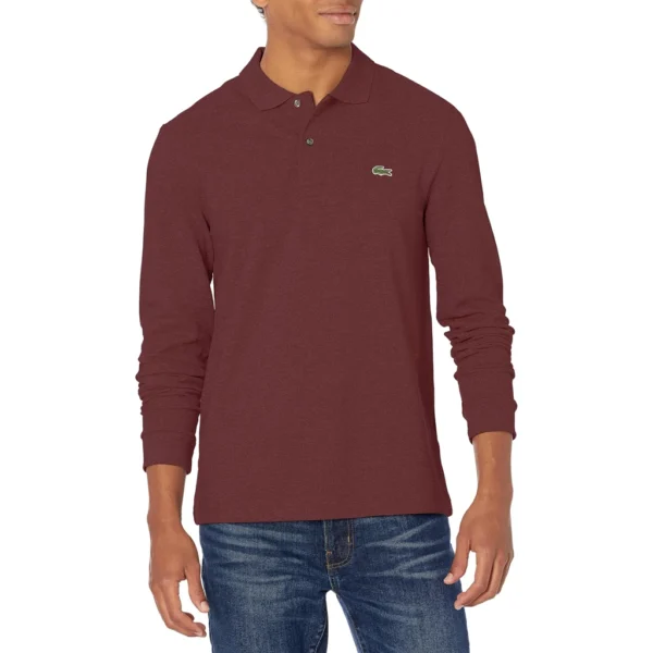 Lacoste Men's Classic Long Sleeve Pique Polo Shirt, Burgundy