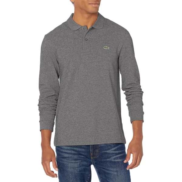 Lacoste Men's Classic Long Sleeve Pique Polo Shirt, Charcoal Heather