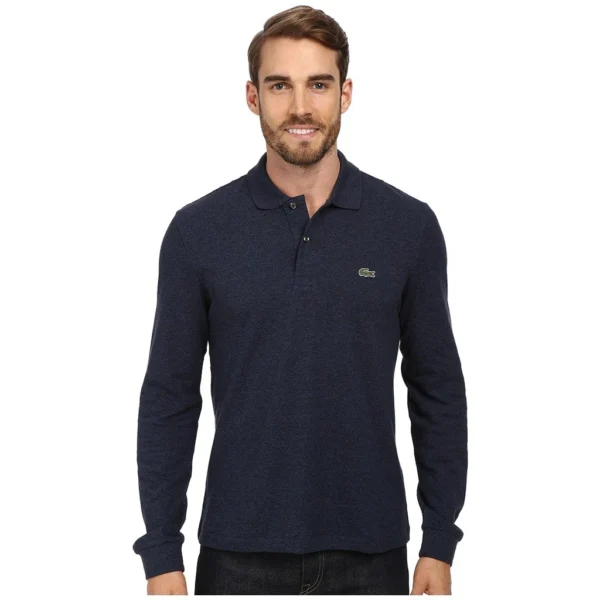 Lacoste Men's Classic Long Sleeve Pique Polo Shirt, Dark Indigo Blue