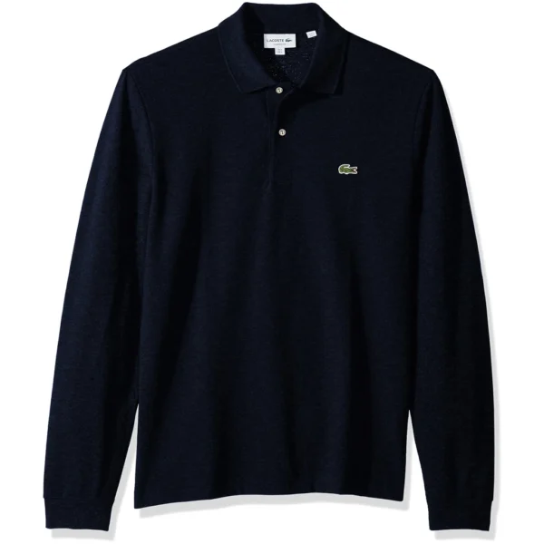 Lacoste Men's Classic Long Sleeve Pique Polo Shirt, Eclipse Blue Heathered