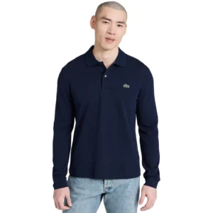 Lacoste Men's Classic Long Sleeve Pique Polo Shirt, Navy Blue