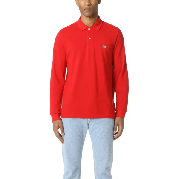 Lacoste Men's Classic Long Sleeve Pique Polo Shirt, Red